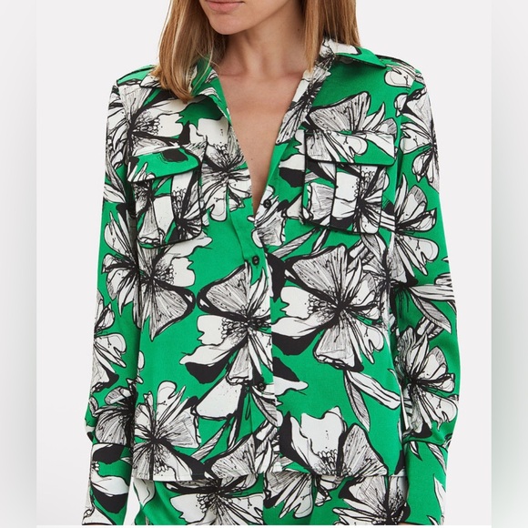 Alexis Tops - Alexis Green Floral Button Down Shirt. $380 retail. NWT